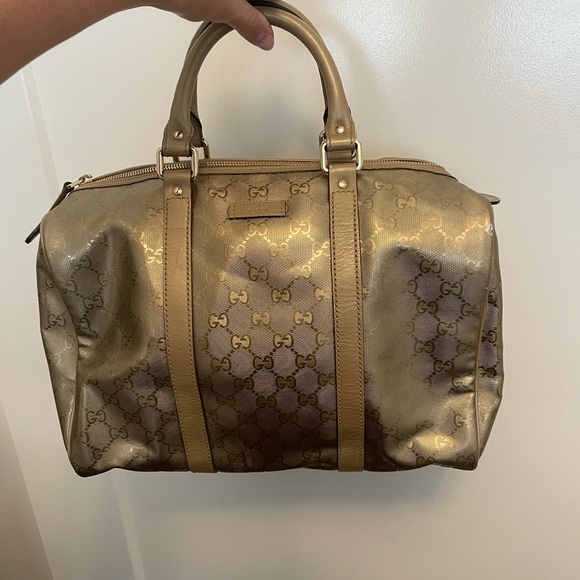 Gucci Gold Metallic Finish Boston Bag - Picture 1 of 10